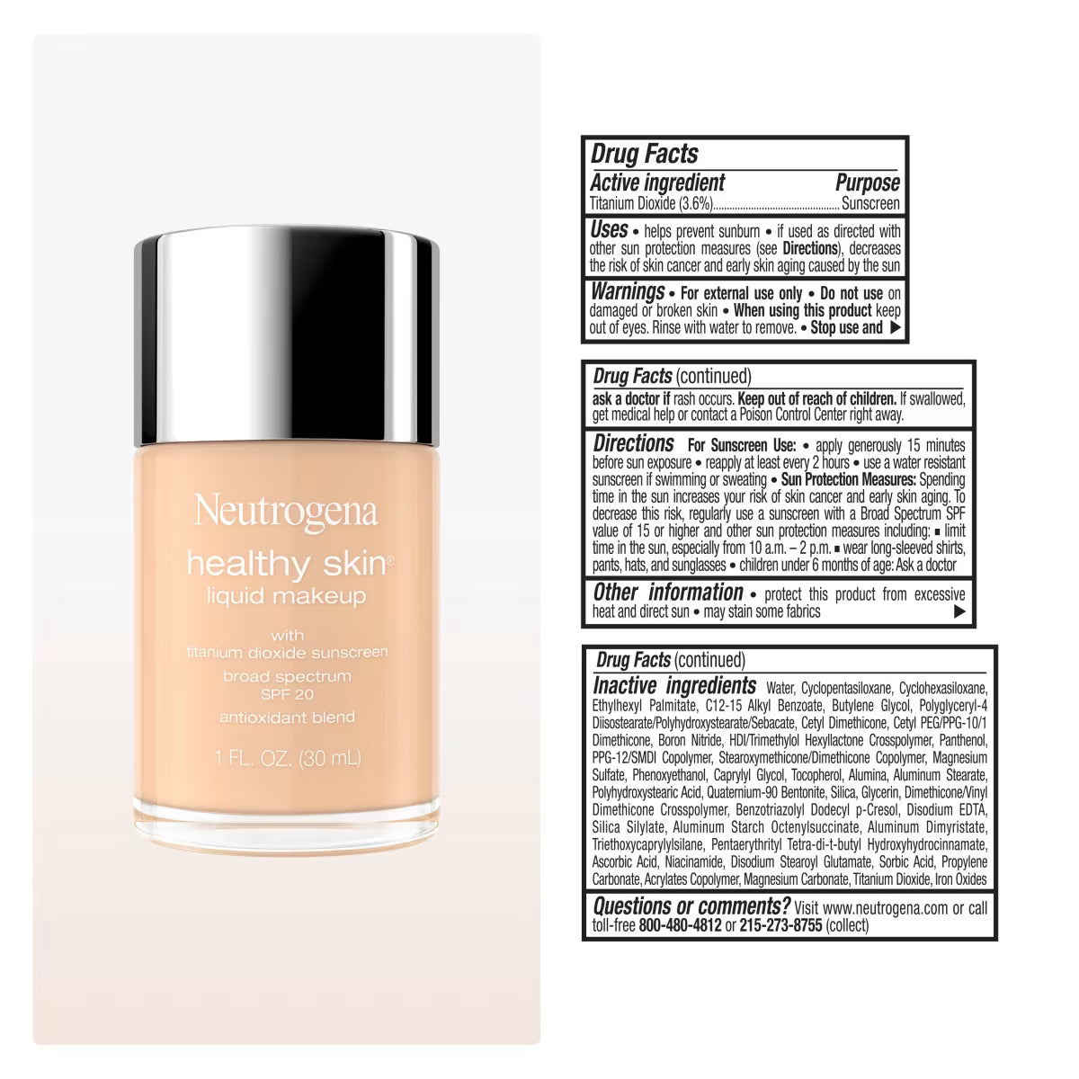 Neutrogena® Healthy Skin Liquid Makeup Broad Spectrum SPF 20, 160C Classic Ivory, 1 Fl. Oz - US 1234