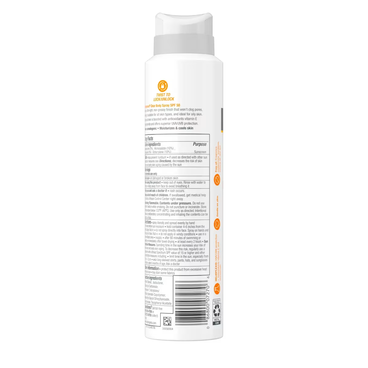 Neutrogena Clear Body SPF 50 Sunscreen Spray, Non-Comedogenic, 5 oz - US 2999