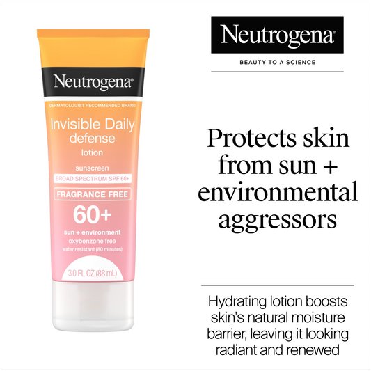 Neutrogena® Invisible Daily Defense Sunscreen Lotion Broad Spectrum SPF 60+ Fragrance Free, 3.0 Fl. Oz - US 6181