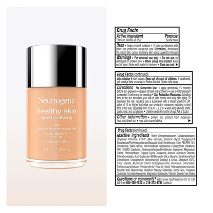 Neutrogena® Healthy Skin Liquid Foundation Makeup Broad Spectrum SPF 20, 340W Tan, 1 Fl. Oz - US 3569