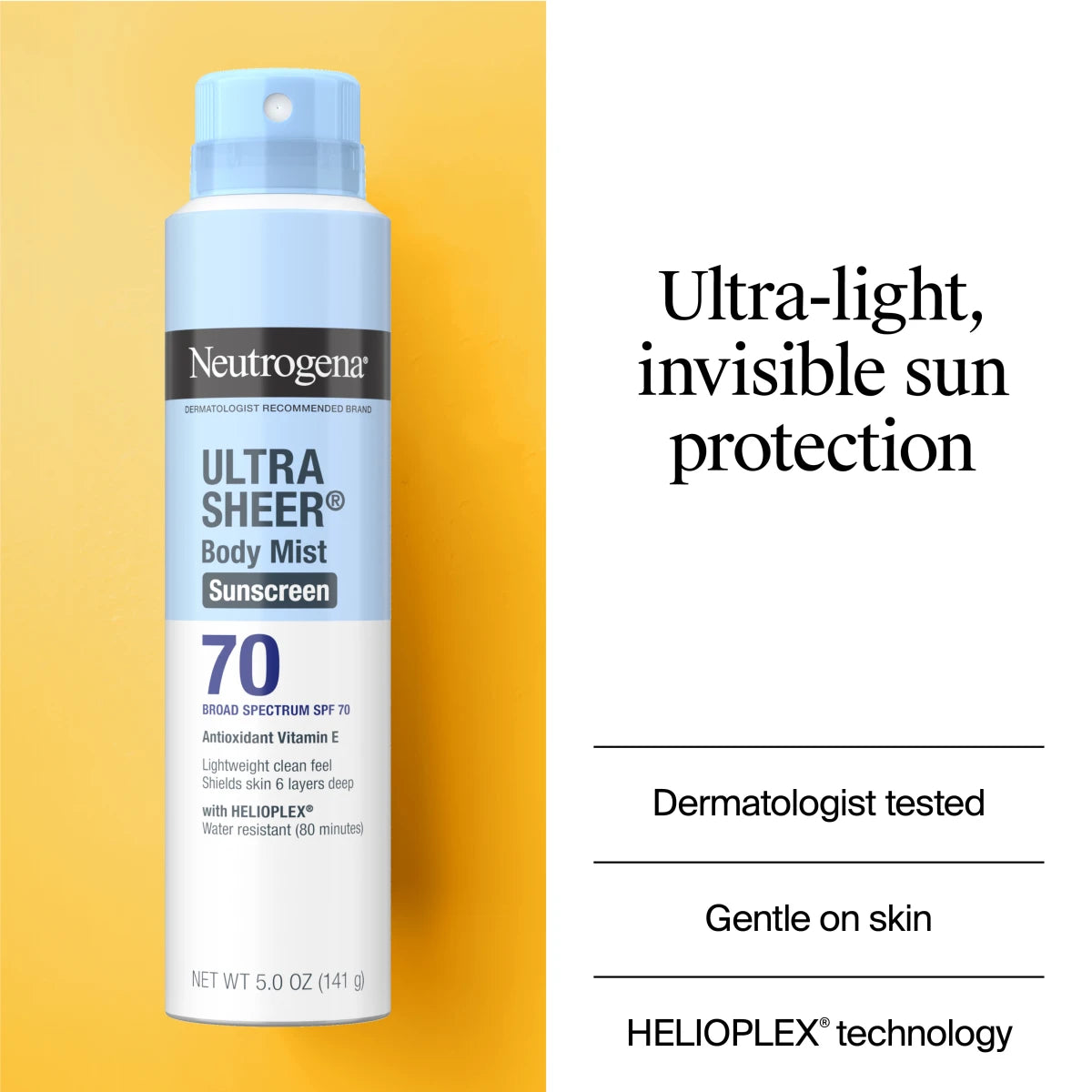 Neutrogena® Ultra Sheer Body Mist Sunscreen Broad Spectrum SPF 70, 5 Oz - US 0371