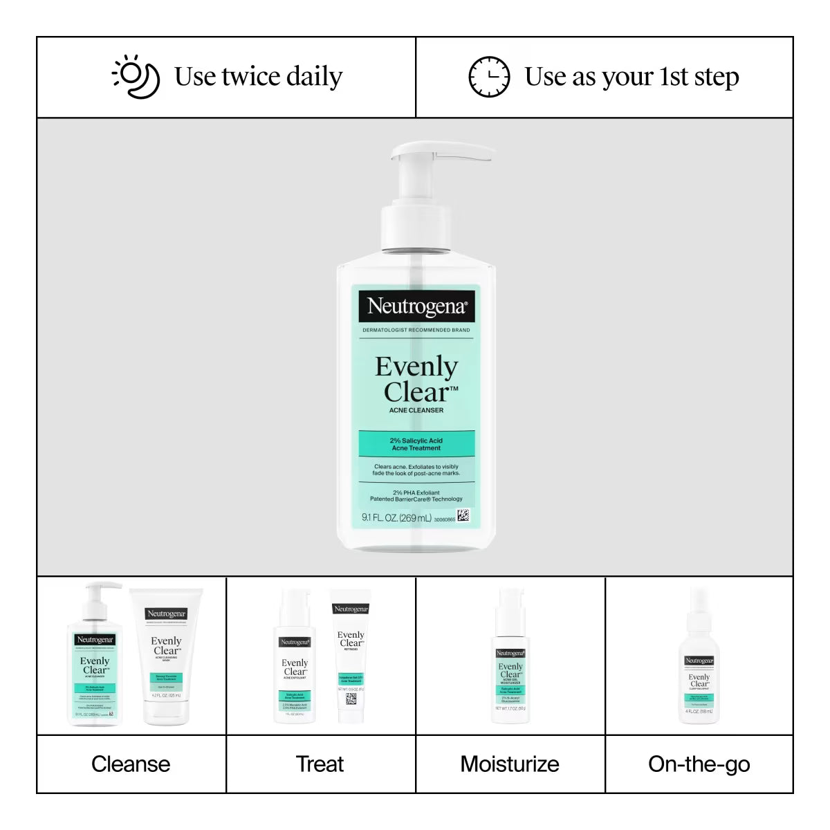 Neutrogena® Evenly Clear™ Acne Cleanser, 9.1 Oz - US 4397