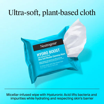 Neutrogena Hydro Boost Ultra-Soft Micellar Cleansing Wipes, 25 Count - US 7876