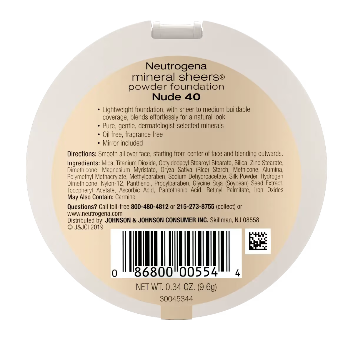 Neutrogena® Mineral Sheers Compact Powder Foundation, Nude 40, .34 Oz - US 5805