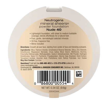Neutrogena® Mineral Sheers Compact Powder Foundation, Nude 40, .34 Oz - US 5805
