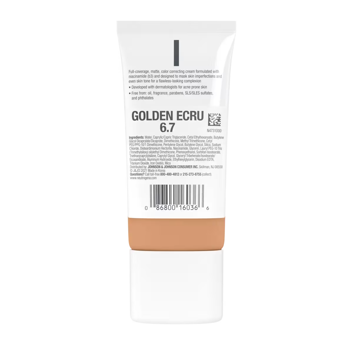 Neutrogena® Clear Coverage Flawless Matte CC Cream, Golden Ecru 6.7, 1 Oz - US 4324