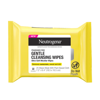 Neutrogena Gentle Cleansing Wipes, Ultra-Soft Micellar Wipes, Fragrance Free, 25 Count - US 1711