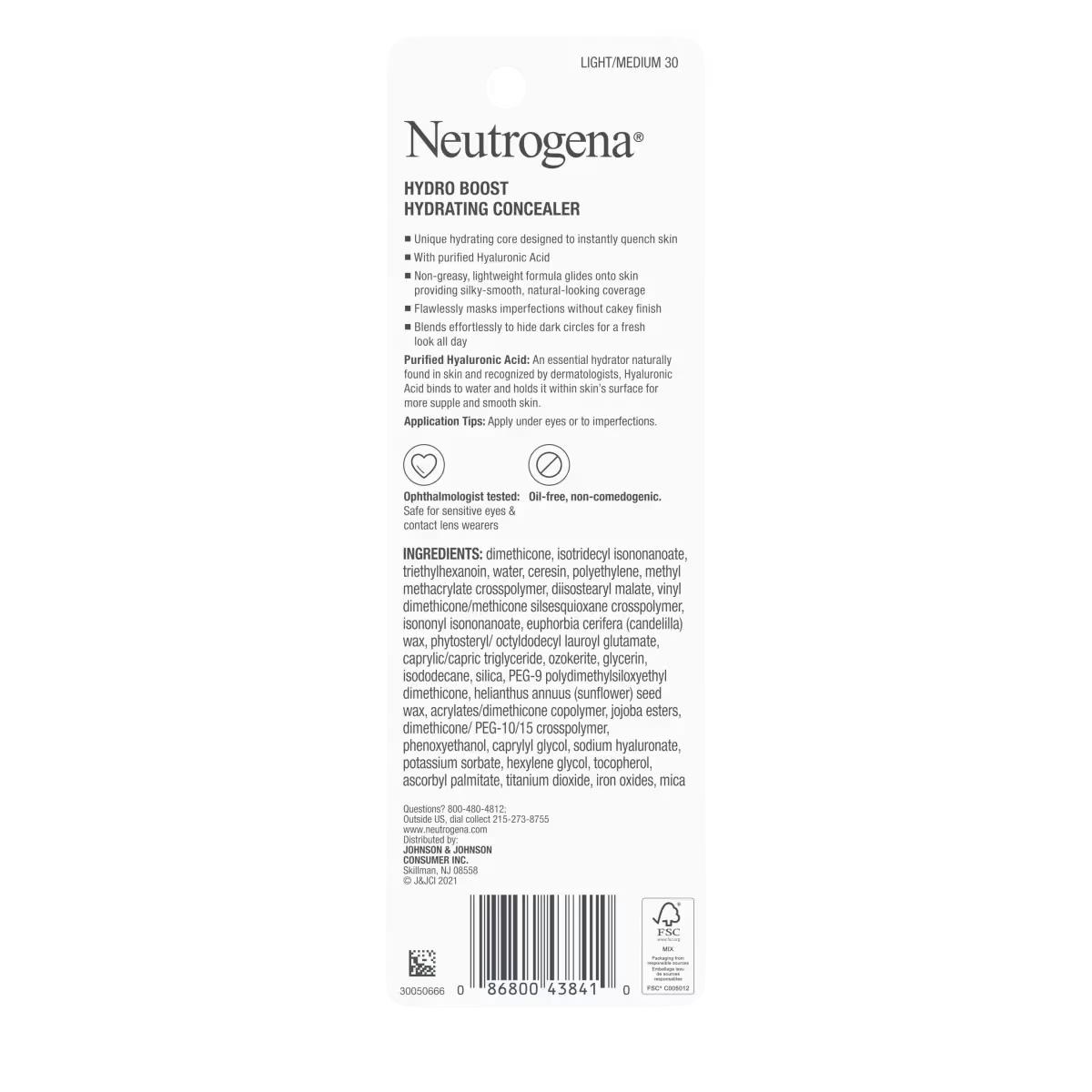 Neutrogena® Hydro Boost Hydrating Concealer, 30 Light/Medium 0.12 Oz - US 4352