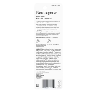 Neutrogena® Hydro Boost Hydrating Concealer, 30 Light/Medium 0.12 Oz - US 4352