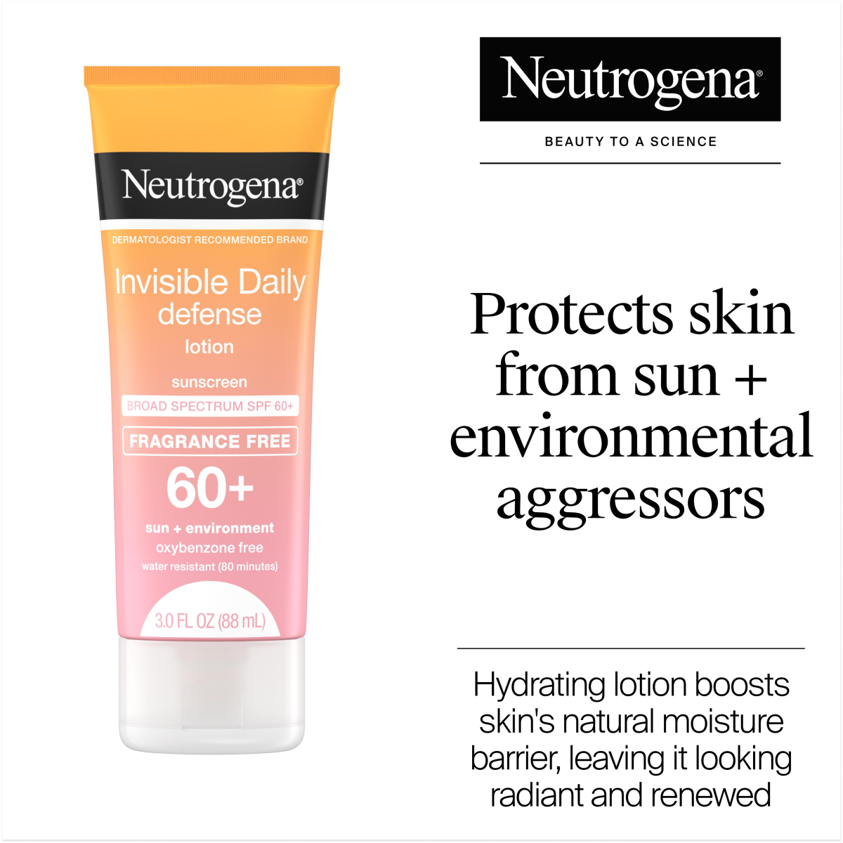 Neutrogena® Invisible Daily Defense Sunscreen Lotion Broad Spectrum SPF 60+ Fragrance Free, 3.0 Fl. Oz - US 6181