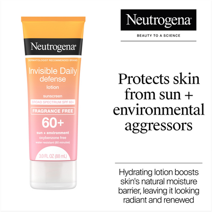 Neutrogena® Invisible Daily Defense Sunscreen Lotion Broad Spectrum SPF 60+ Fragrance Free, 3.0 Fl. Oz - US 6181